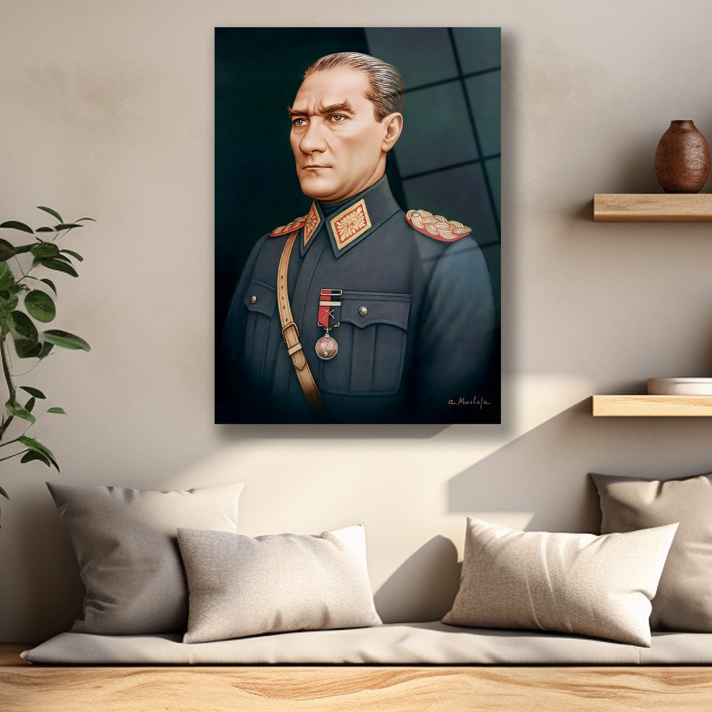 mareşal atatürk portesi cam tablo