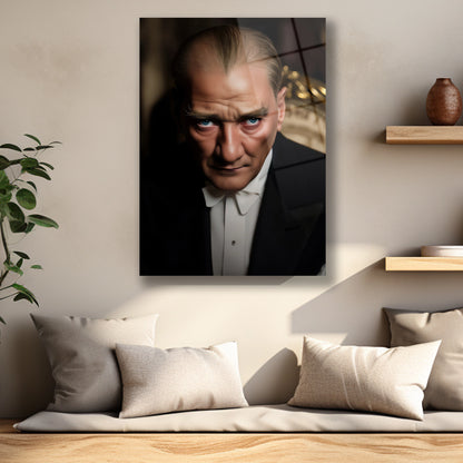çalısma odasında atatürk cam tablo