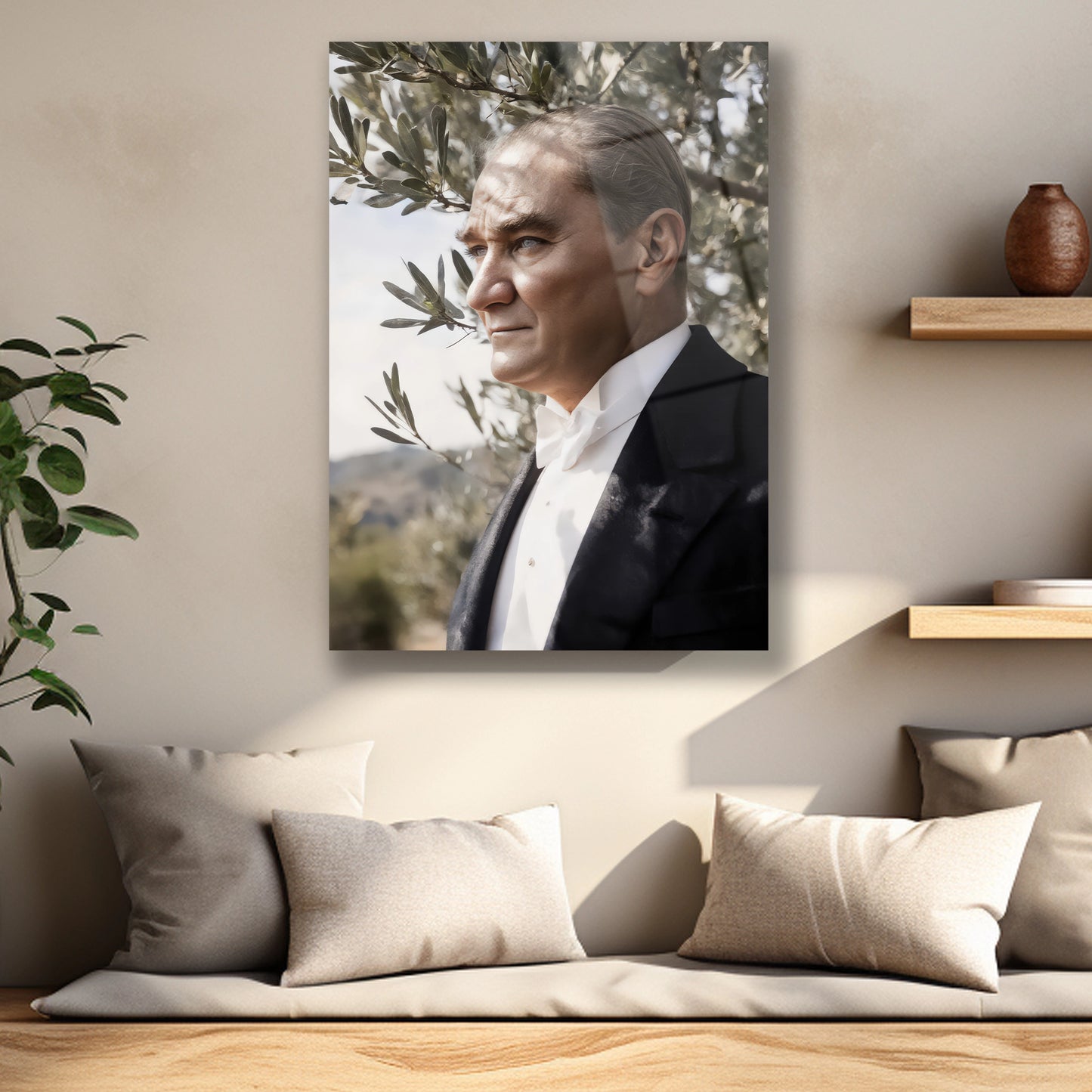 mavi gözlü lider Atatürk cam tablo