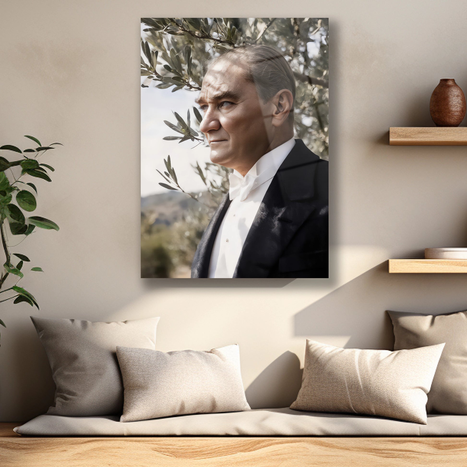 mavi gözlü lider Atatürk cam tablo