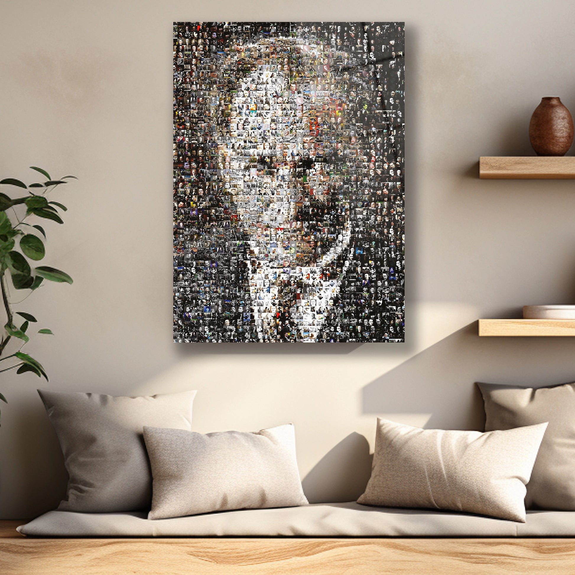 çoklu kolaj atatürk resmi cam tablo