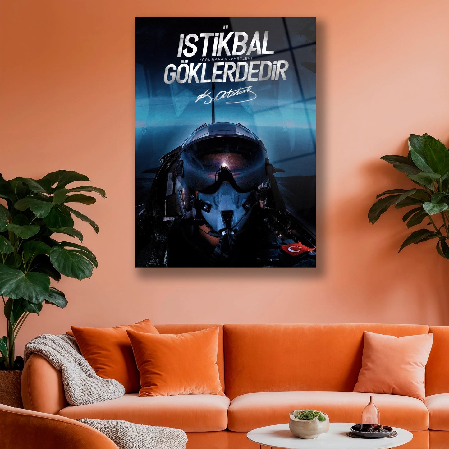 istikbal göklerdedir atatürk imzalı cam tablo