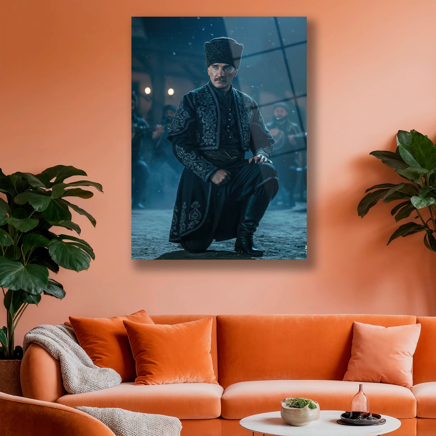 Zeybek oynayan Mustafa Kemal cam tablo