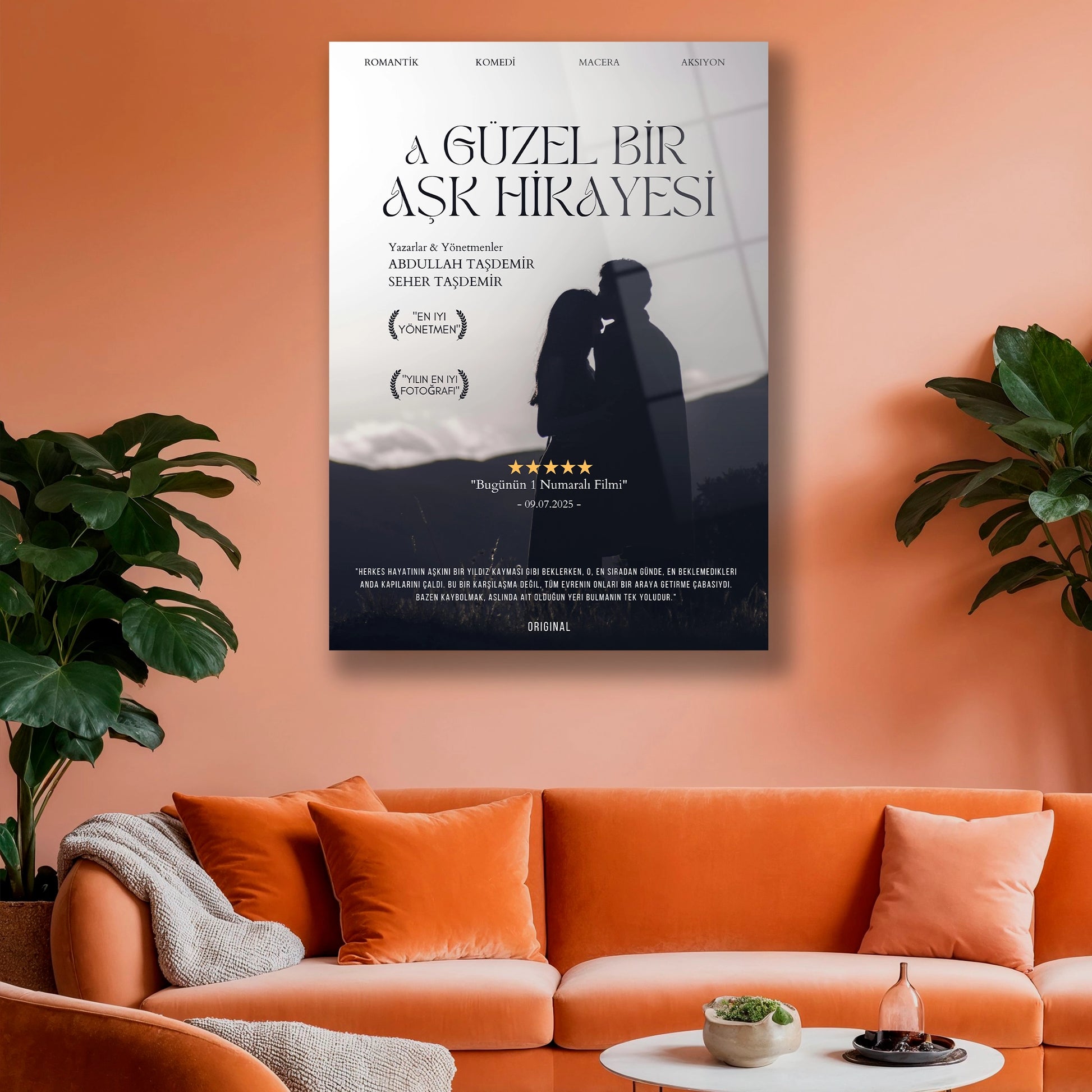 film kapağı kişiye özel cam tablo