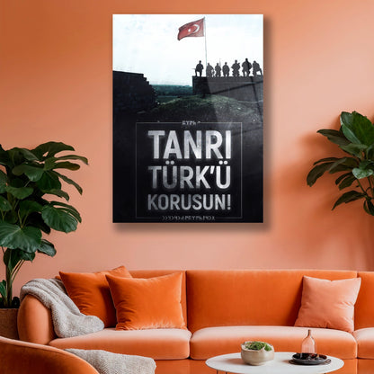 gök türkce yazılı cam tablo