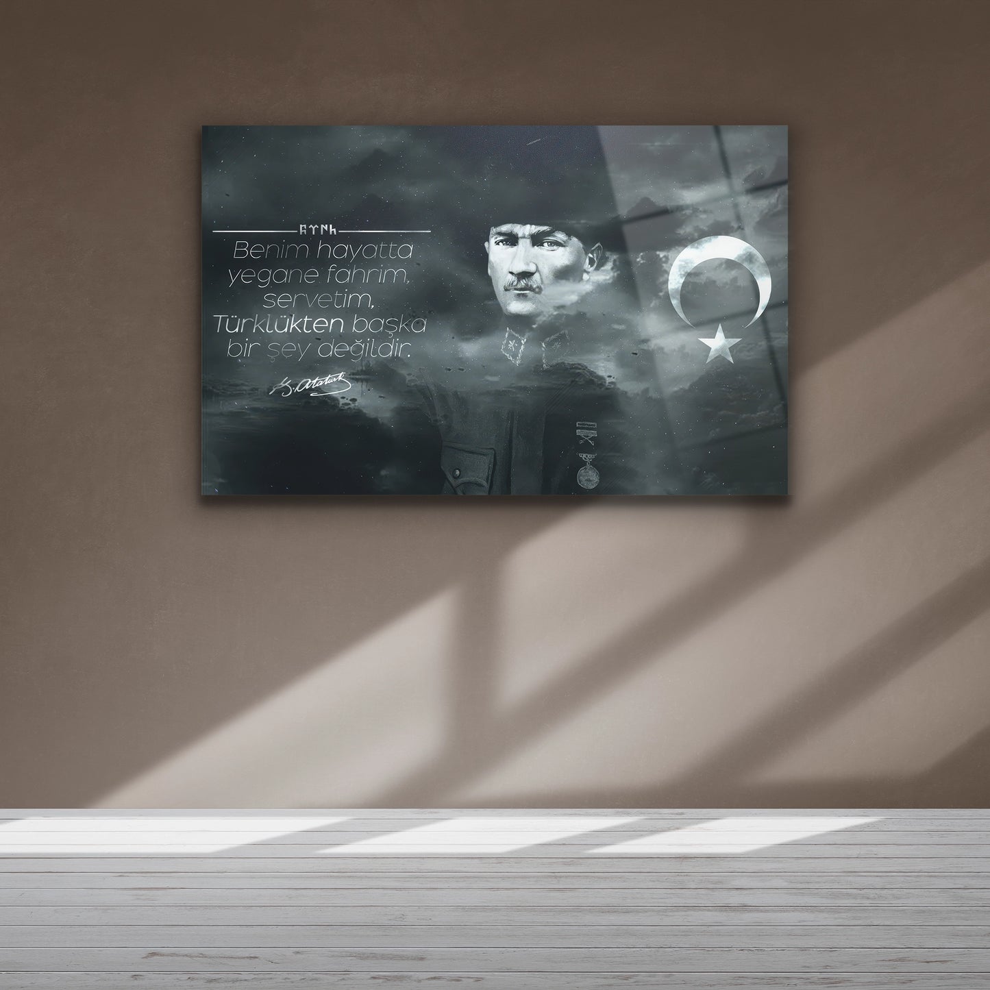 atatürk ve ay yıldızlı cam tablo