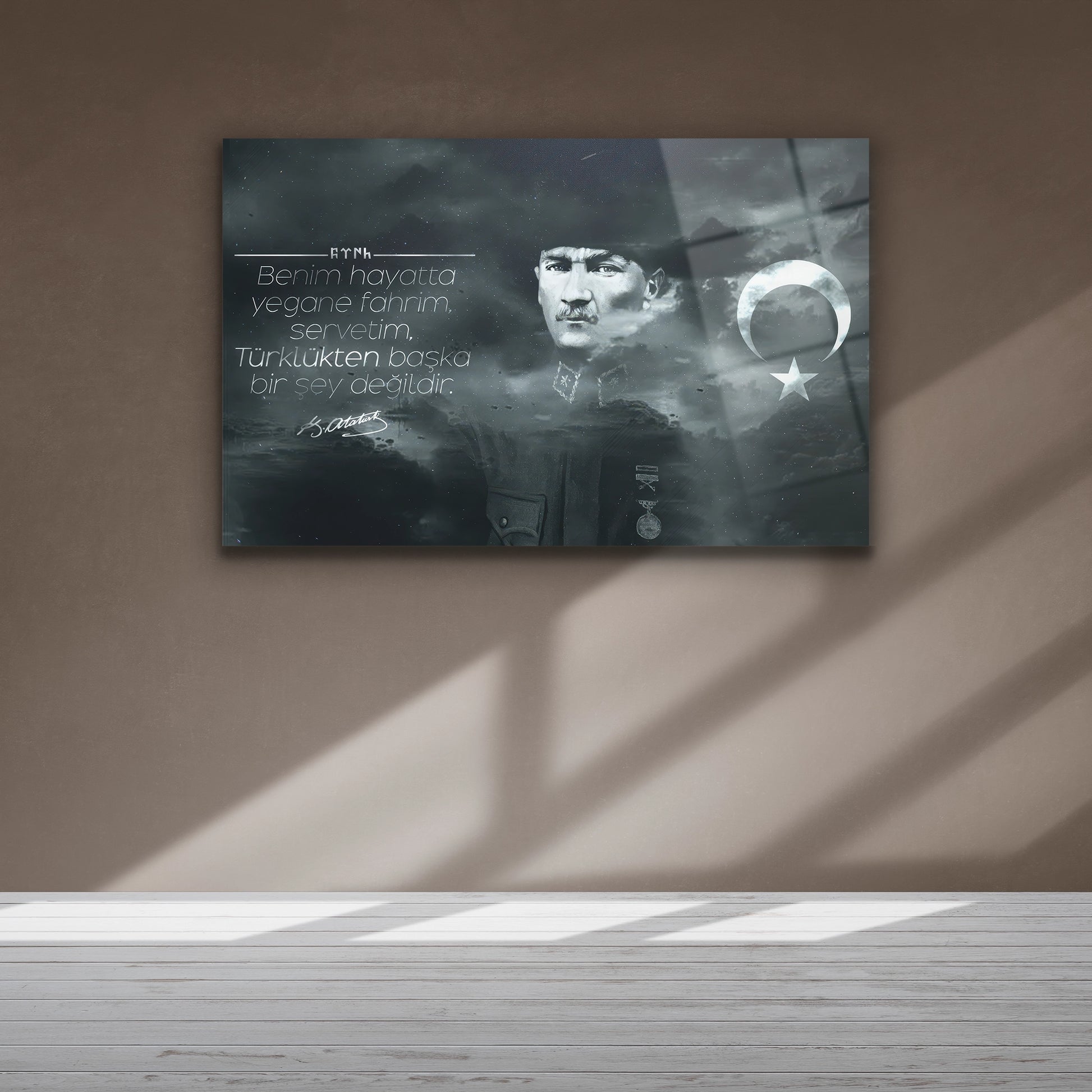 atatürk ve ay yıldızlı cam tablo