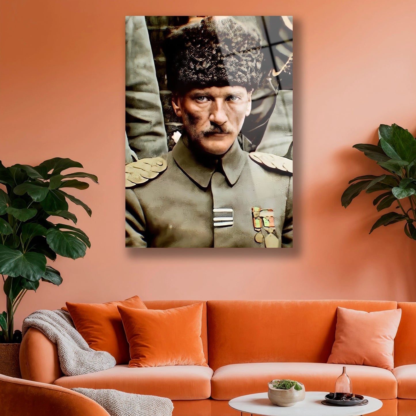 siyasi deha Mustafa Kemal Atatürk'ün cephe portresi.