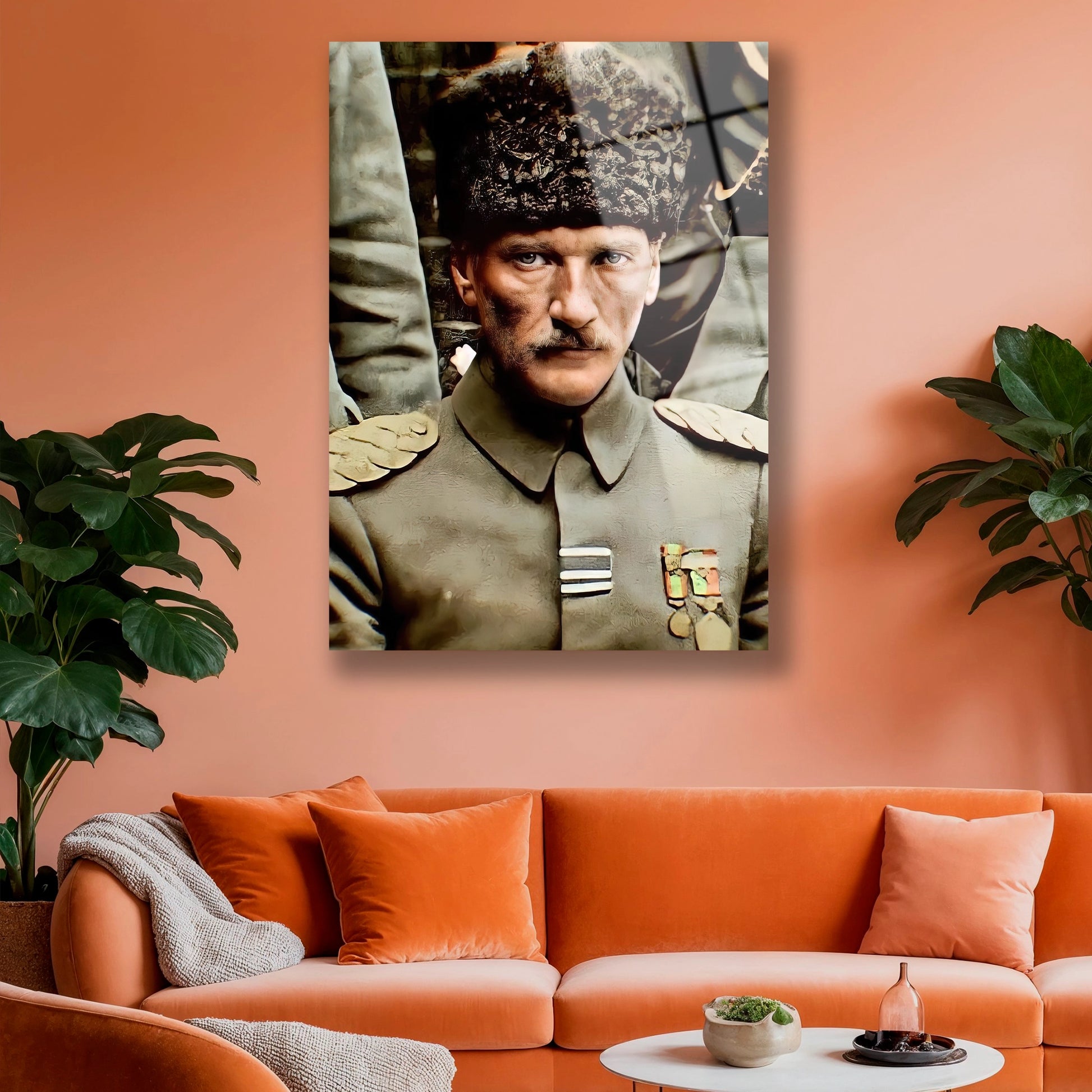 siyasi deha Mustafa Kemal Atatürk'ün cephe portresi.