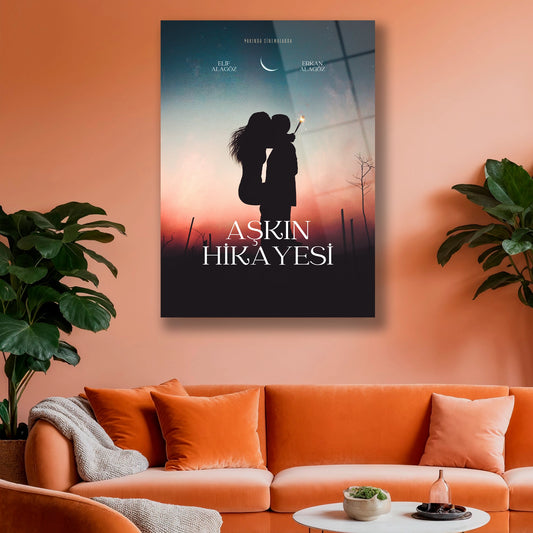 kişiye özel aşkın hikayesi cam tablo