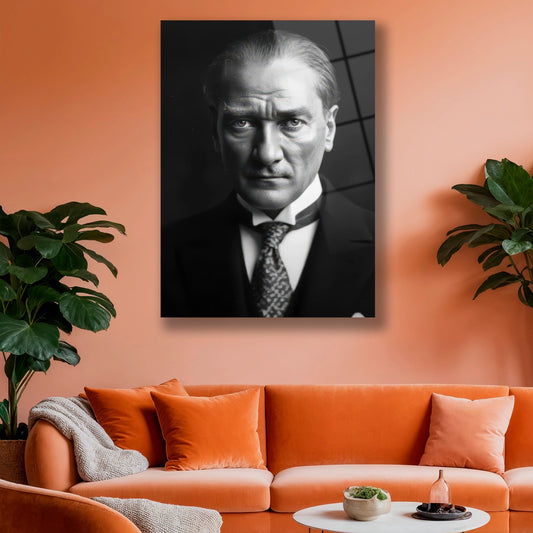 masum bakışıyla atatürk cam tablo