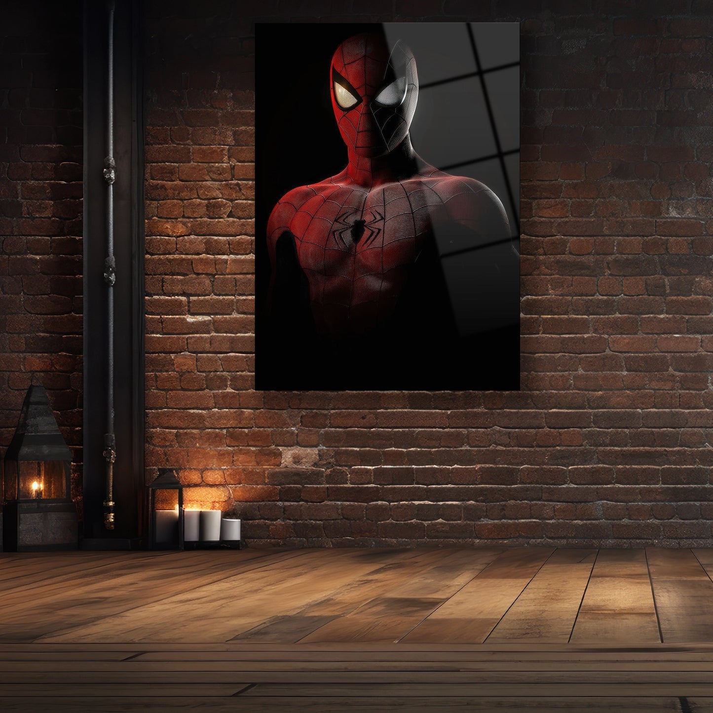 spiderman kostümlü cam tablo