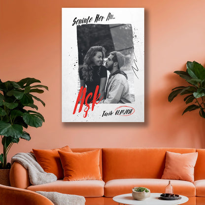 seninle her an yazılı cam tablo