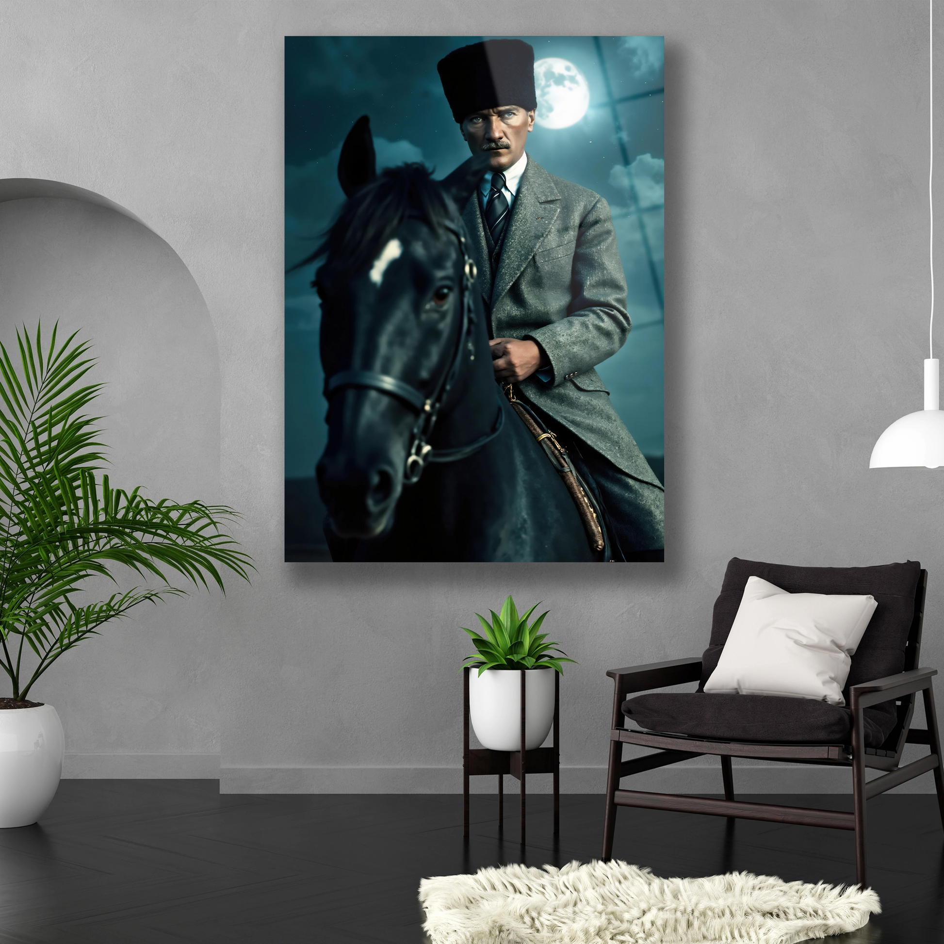 dolunayda at binen atatürk cam tablosu