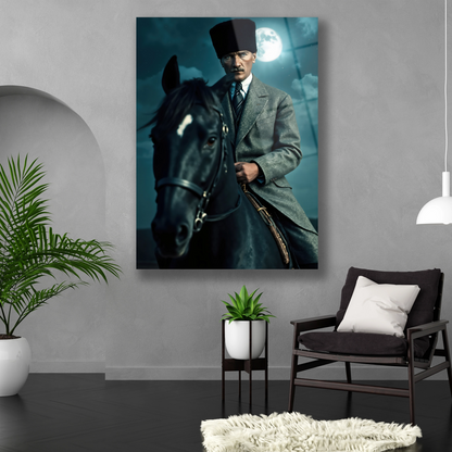 dolunayda at binen atatürk cam tablosu