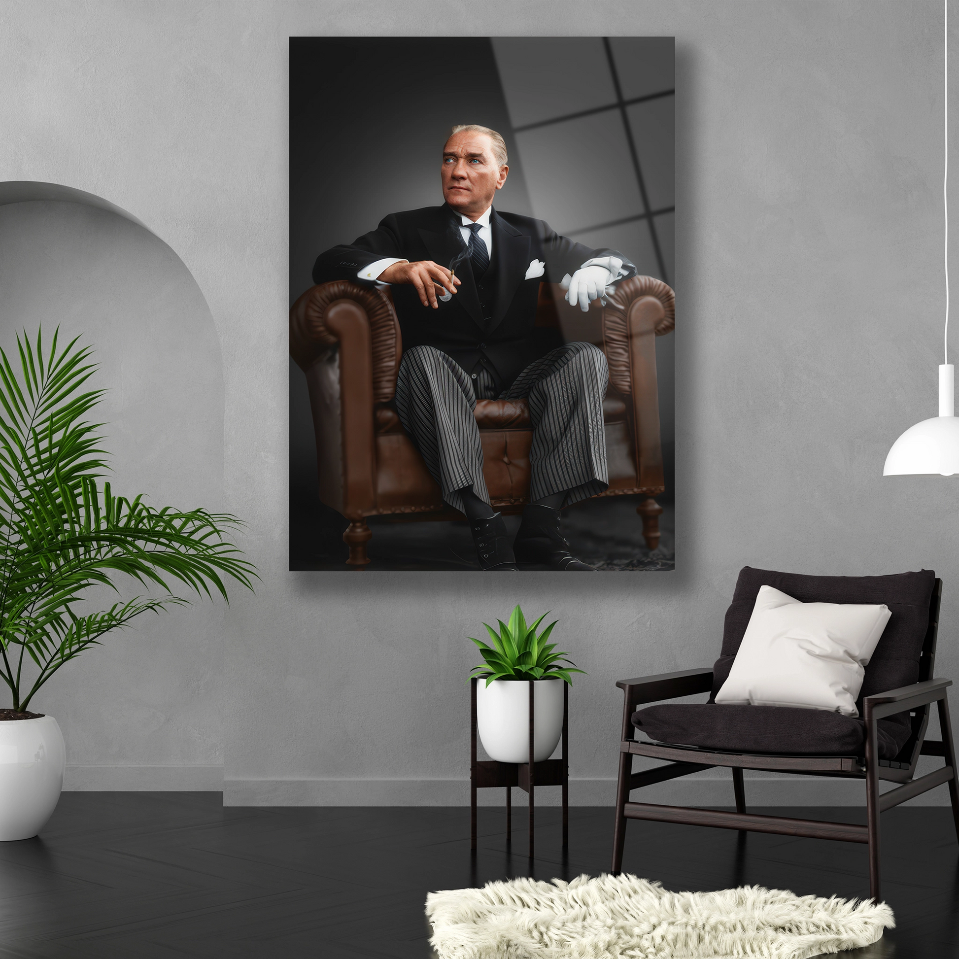 klasik ortamda Atatürk cam tablo 