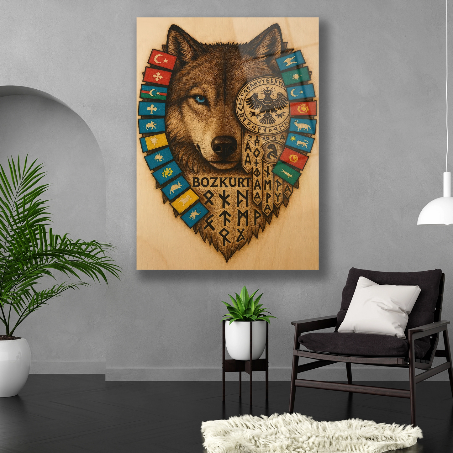 türk devletlerinin bayrakları cam tablo