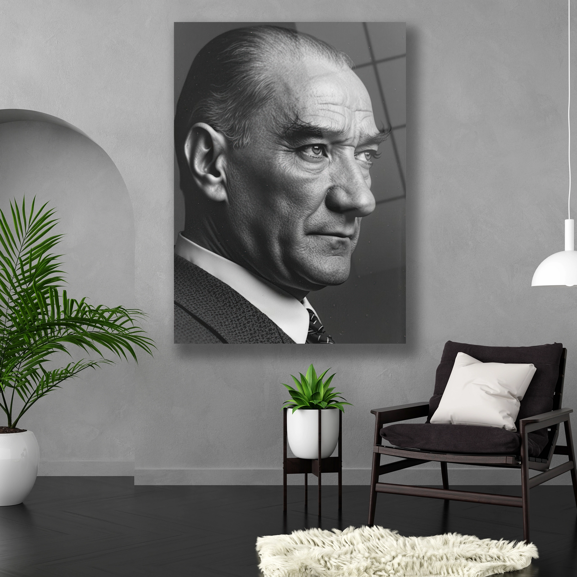 atatürk yakın çekim cam tablo