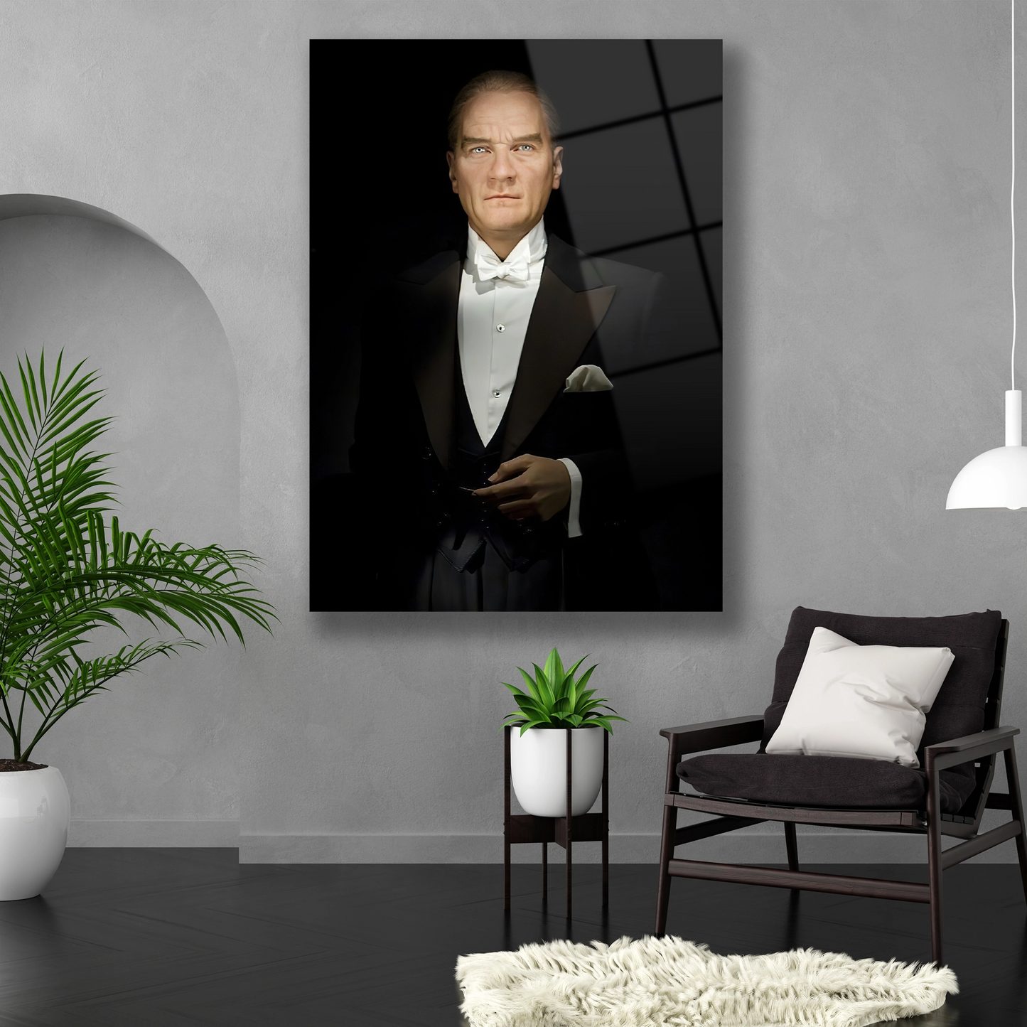 Asker, devlet adamı, dahi atatürk cam tablo