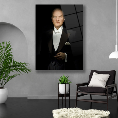 Asker, devlet adamı, dahi atatürk cam tablo