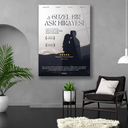 aşk temalı film kapak cam tablo