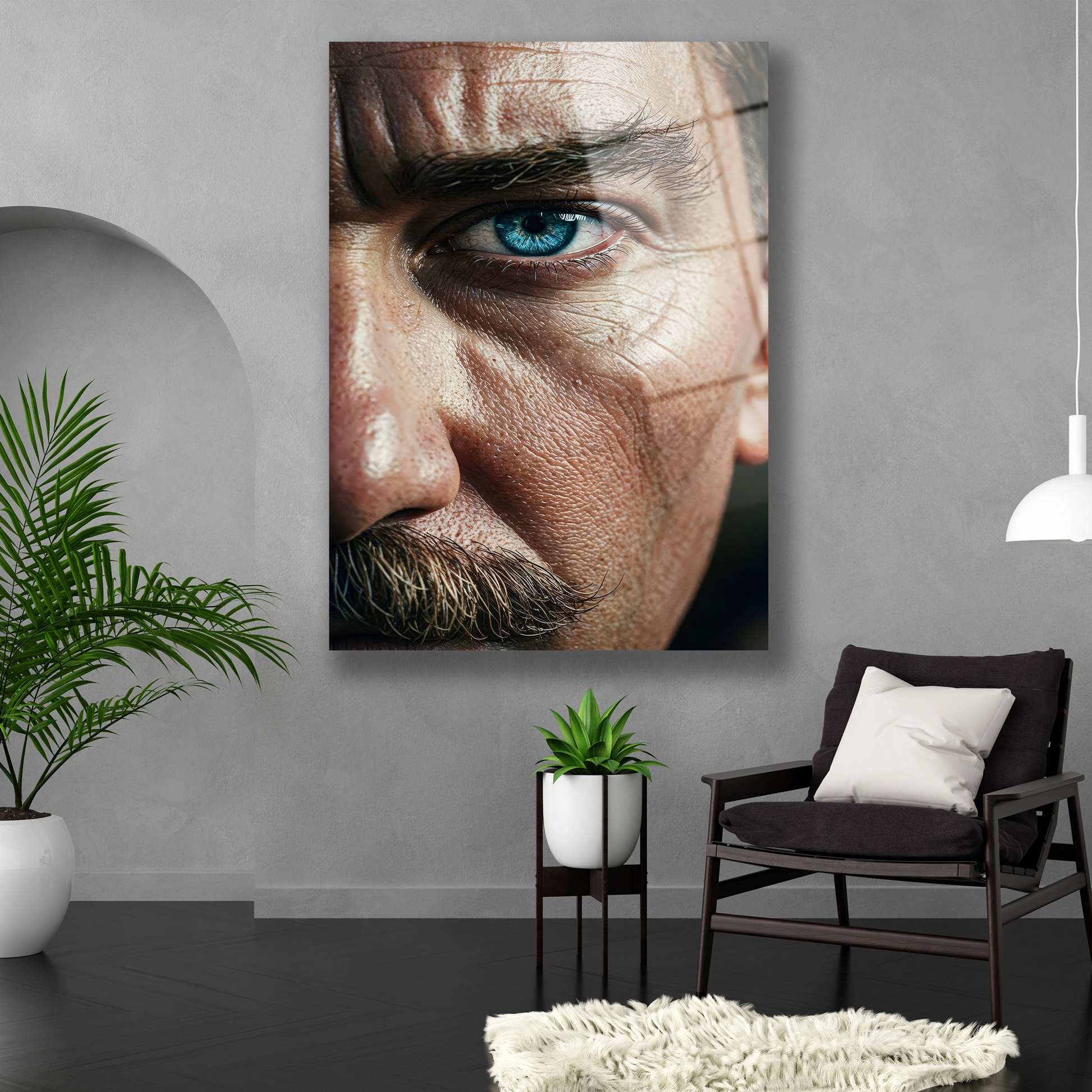 atatük sert yüz hatları cam tablo
