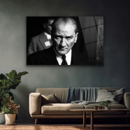 takım elbiseli atatürk cam tablo