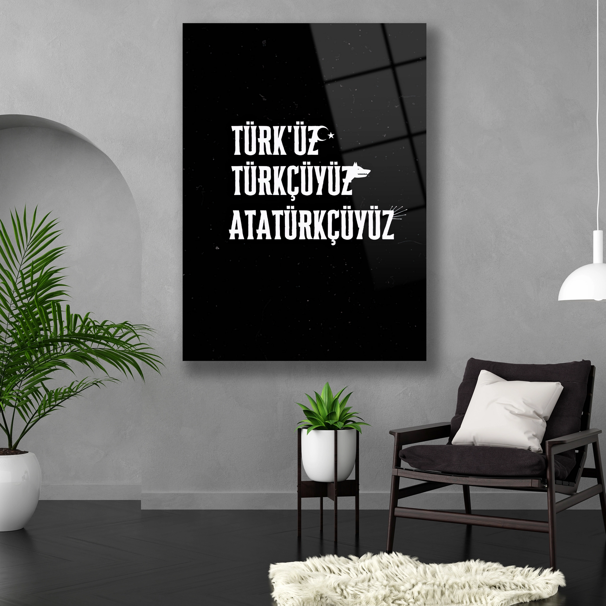 türkçü slogan cam tablo