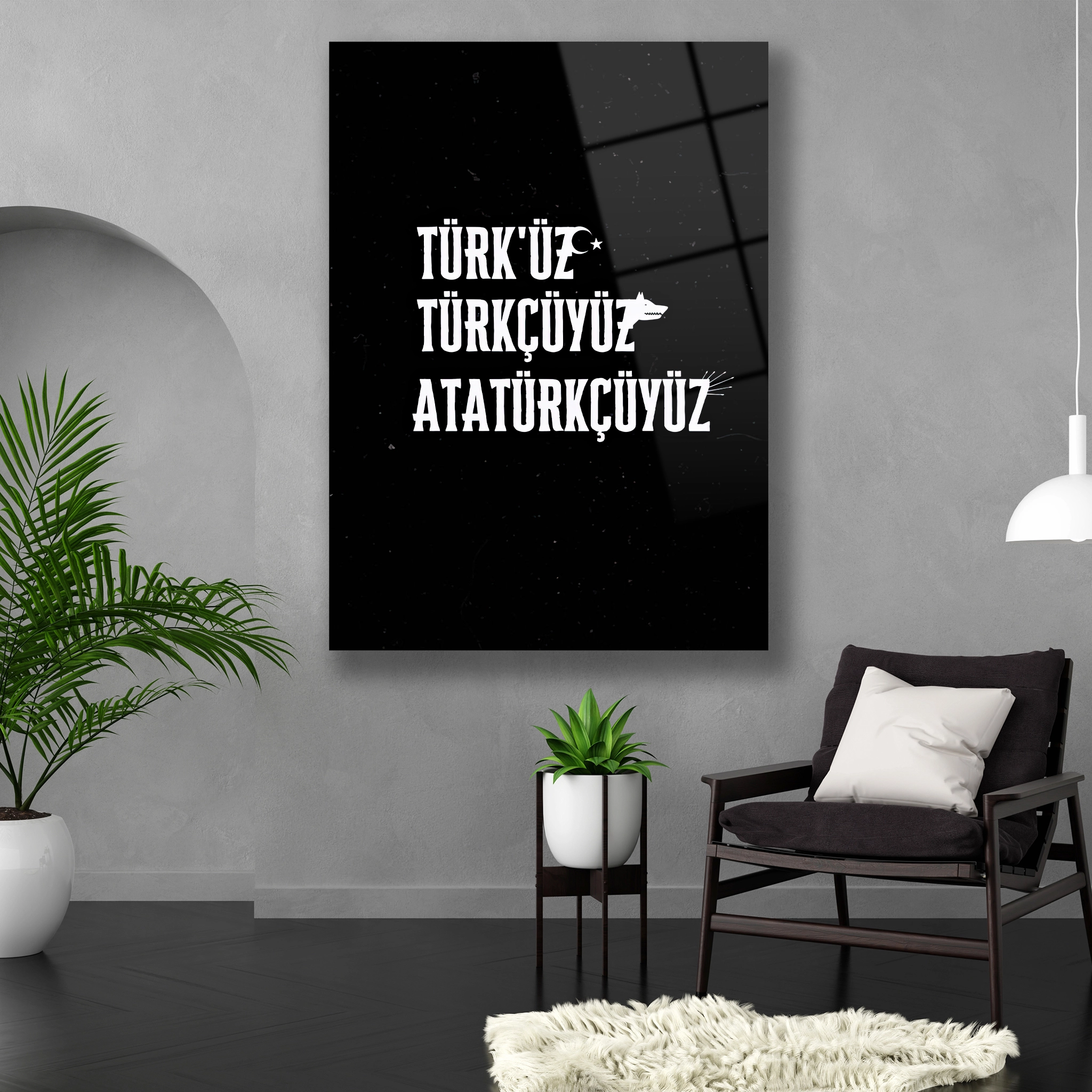 türkçü slogan cam tablo