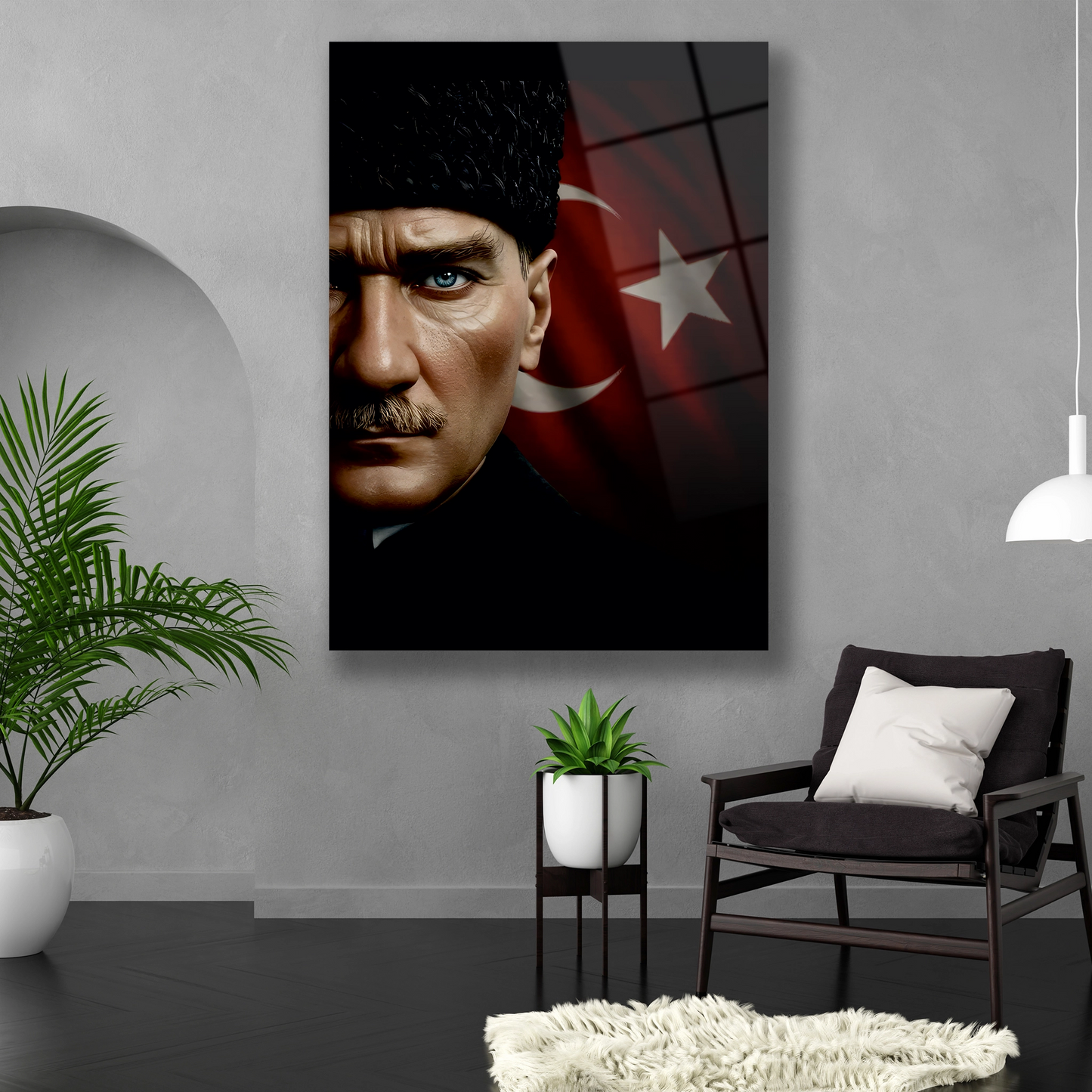 dalgalı bayrak ve atatük cam tablo