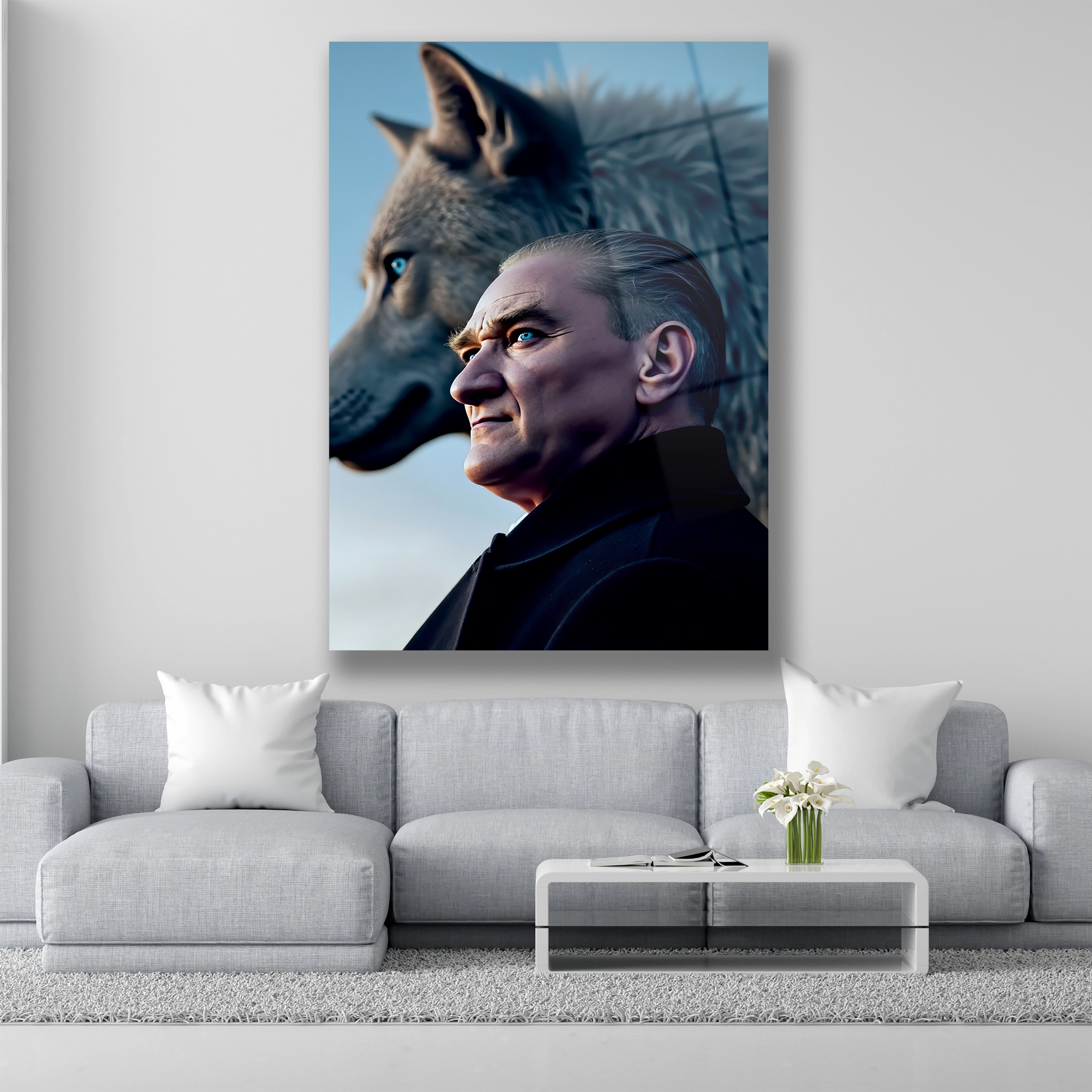atatürk ve kurt cam tablo