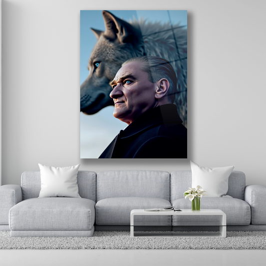 atatürk ve kurt cam tablo