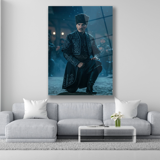 atatürk zeybek oynarken cam tablo