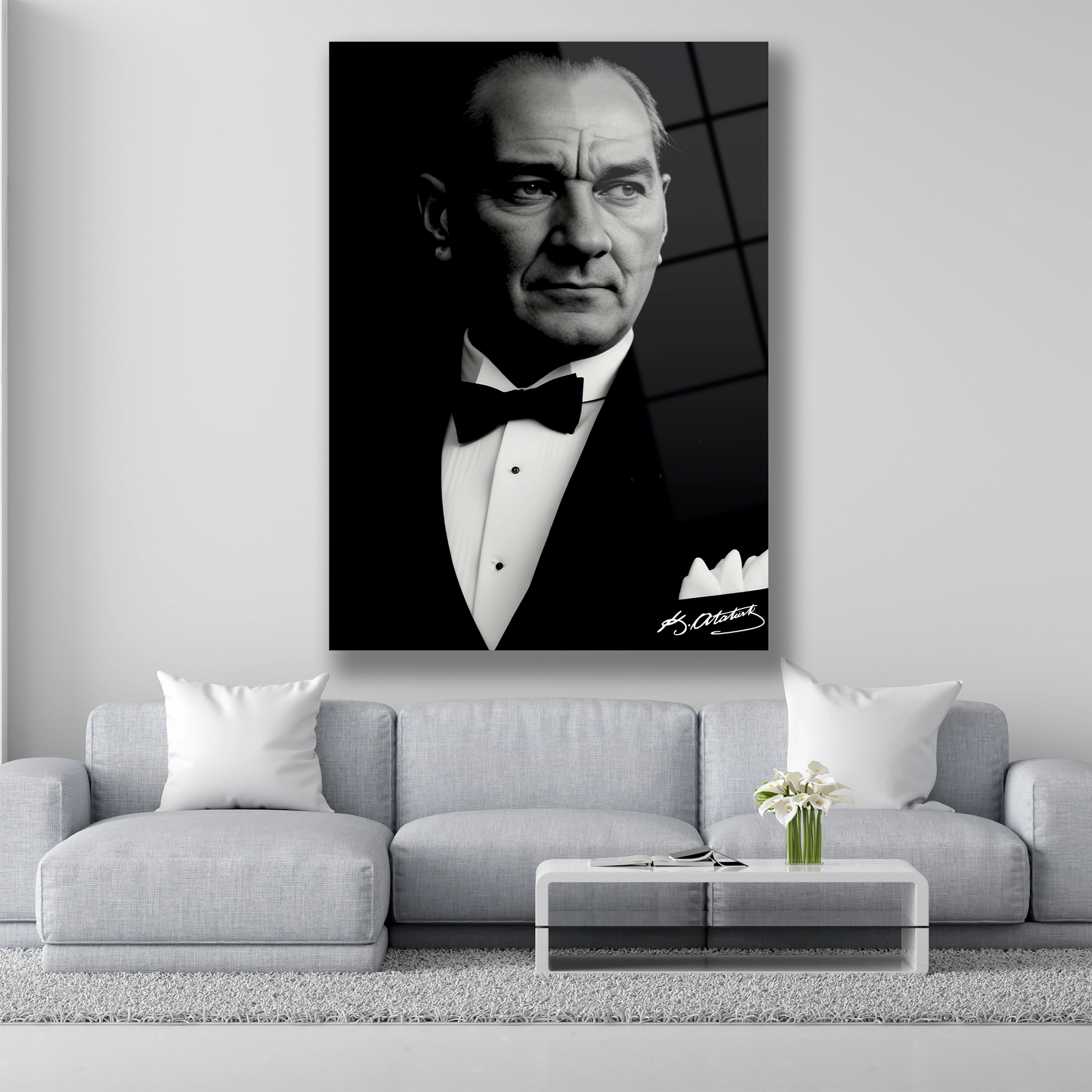 Saygı ve özlemle anıyoruz isimli cam tablo