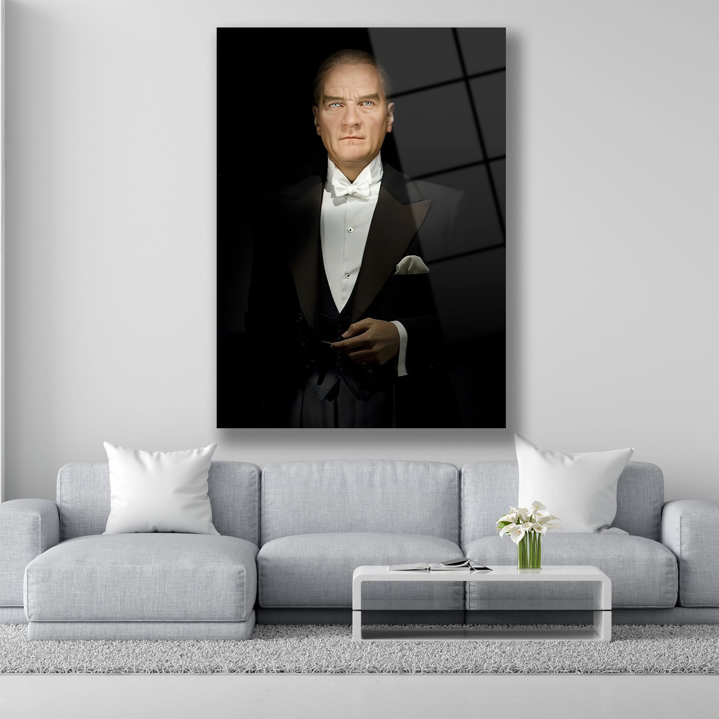 Mavi gözlü ebedi lider. cam tablo