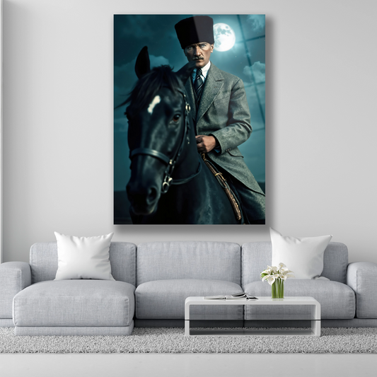 at üstünde atatürk cam tablo