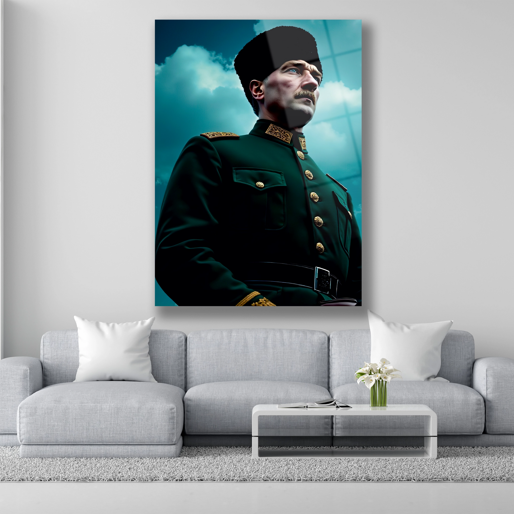 yapay zeka askeri atatürk portesi cam tablosu