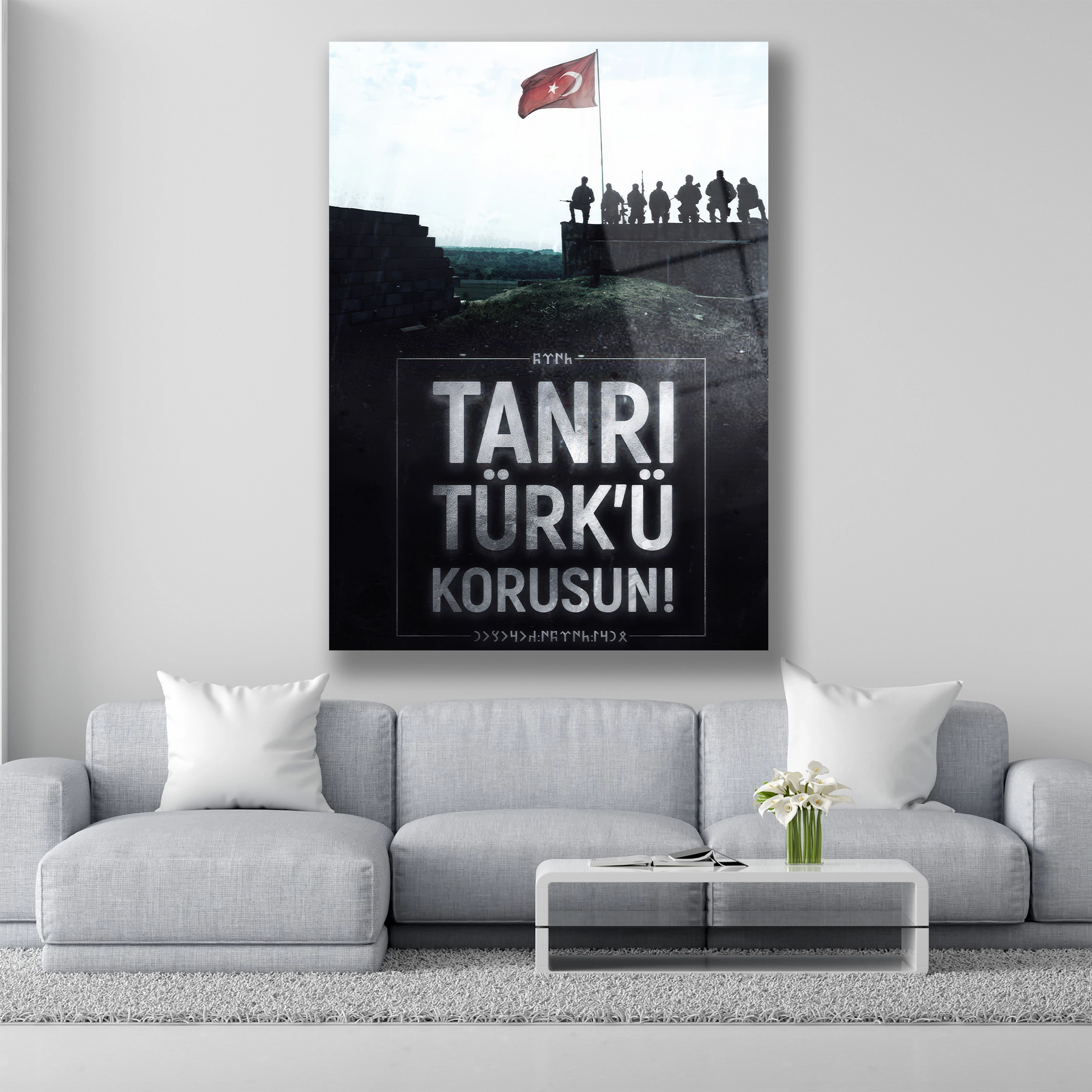 tanrı türkü korusun yazılı cam tablo