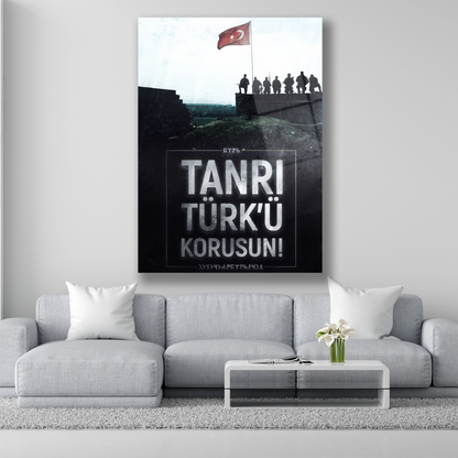 tanrı türkü korusun yazılı cam tablo