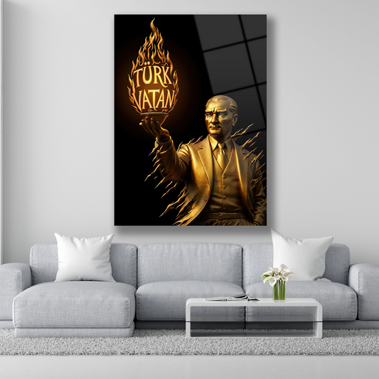 vatan ateşi cam tablo