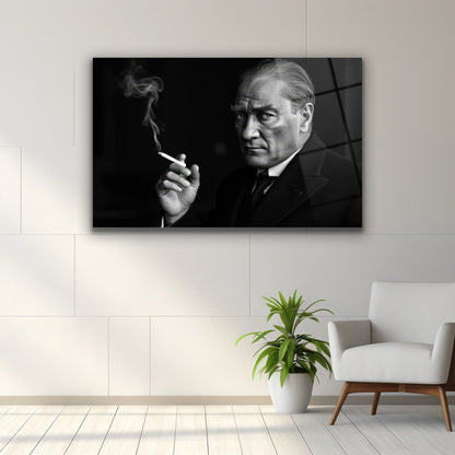 gündelik hayatında atatürk portre cam tablo 
