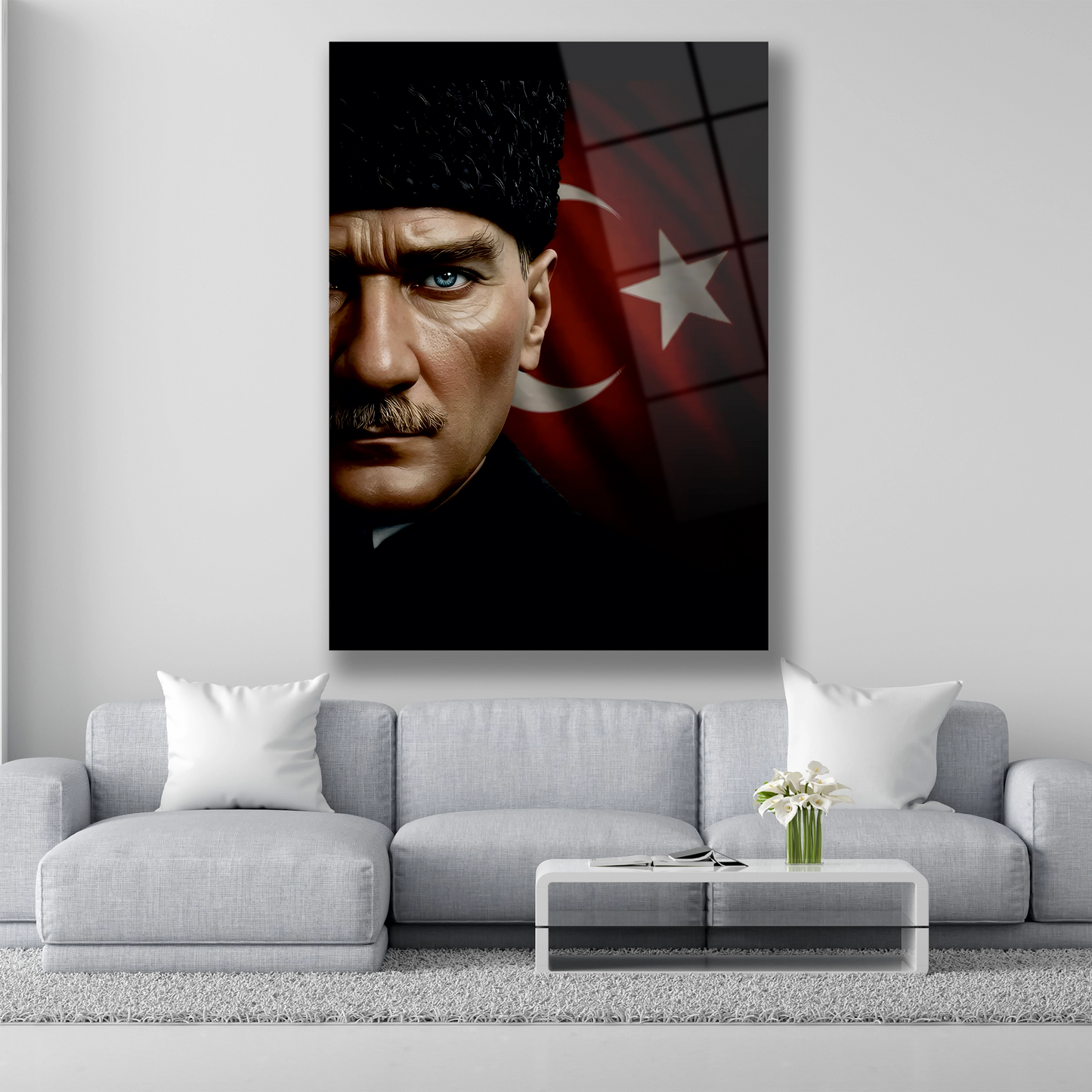 mavi bakışıyla atatürk cam tablo