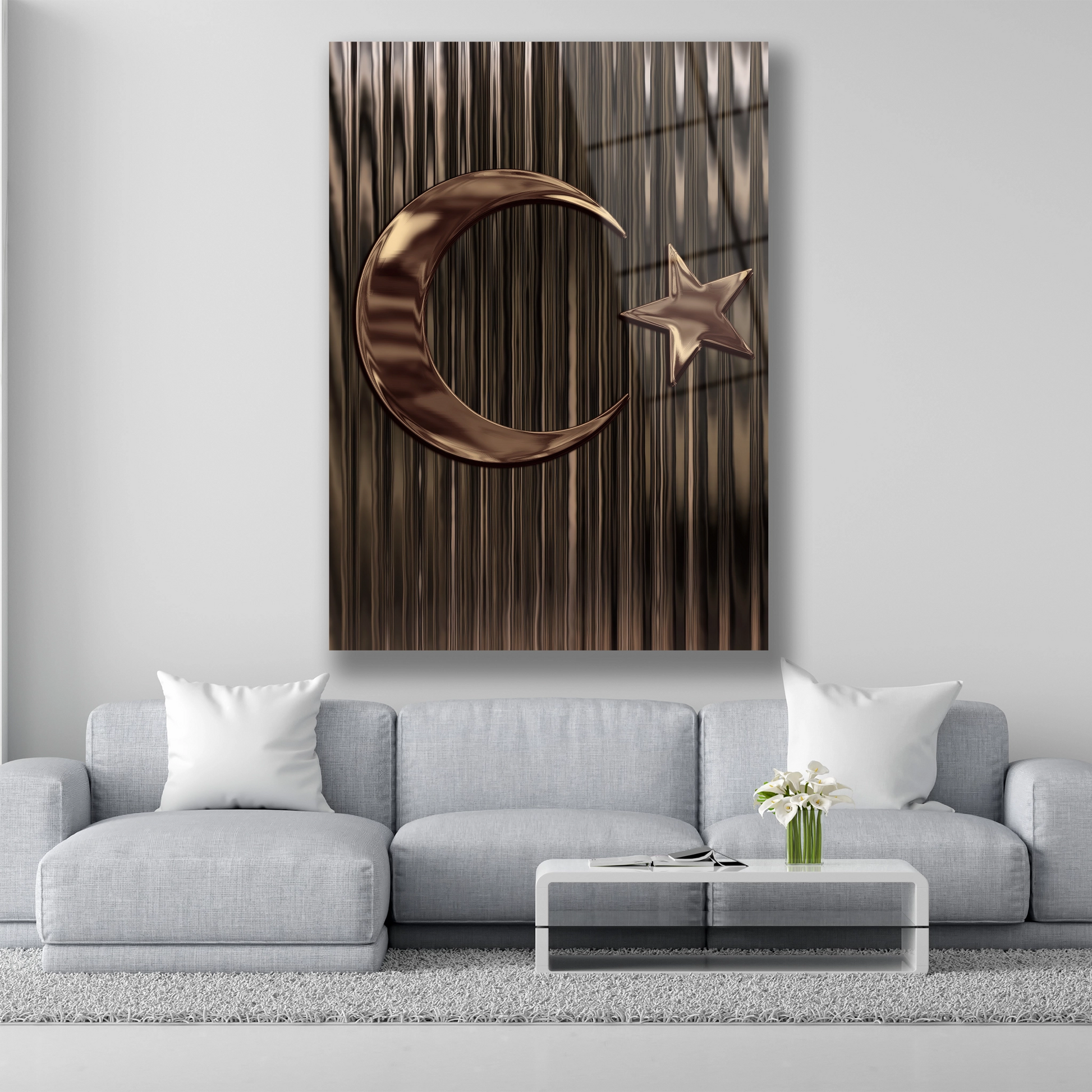 türk bayrağı cam tablo