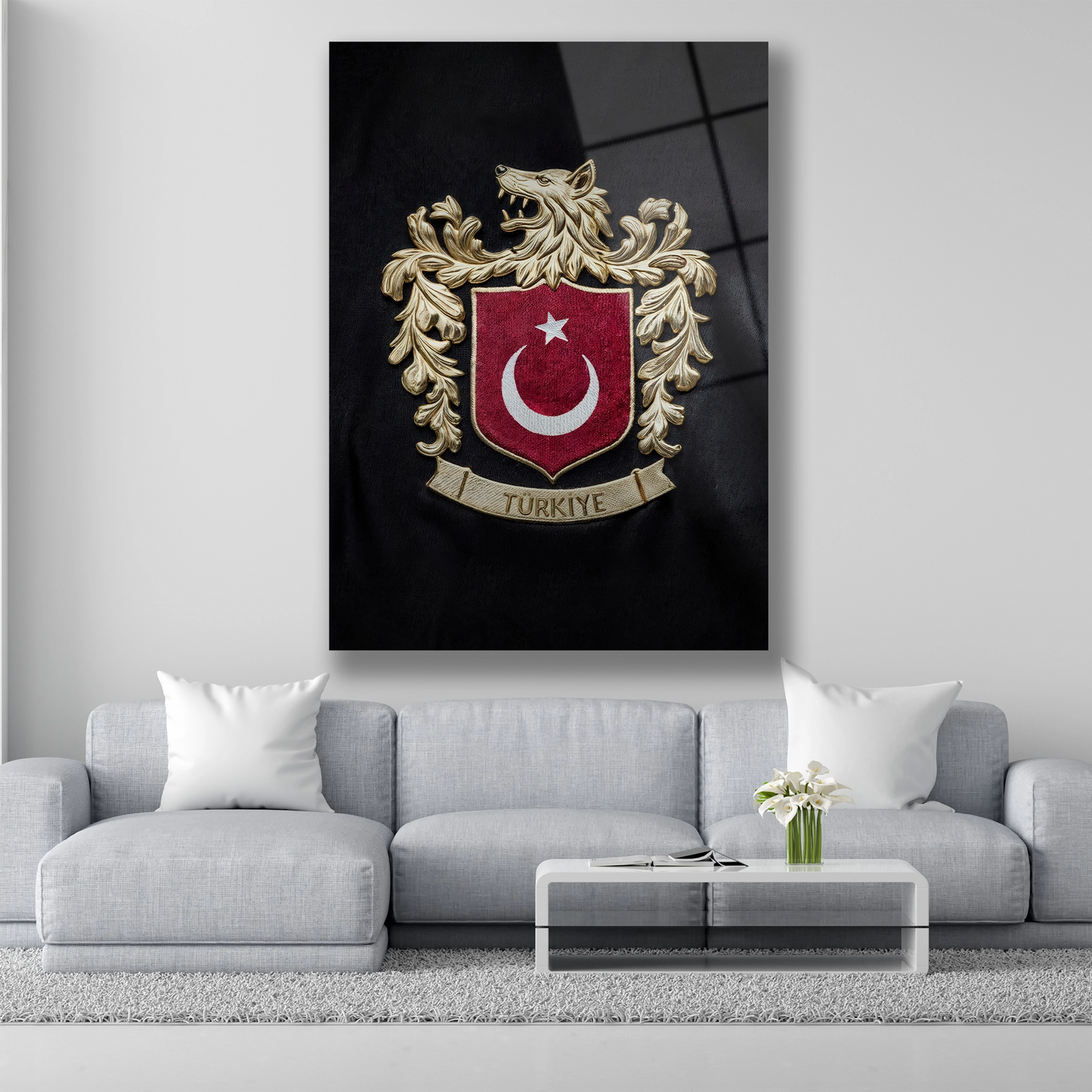 türk arması cam tablo