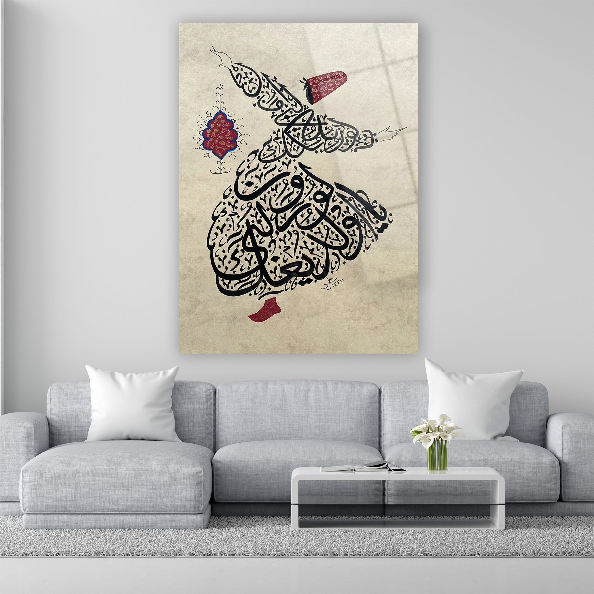 hat sanatı derviş silüeti cam tablo modelleri