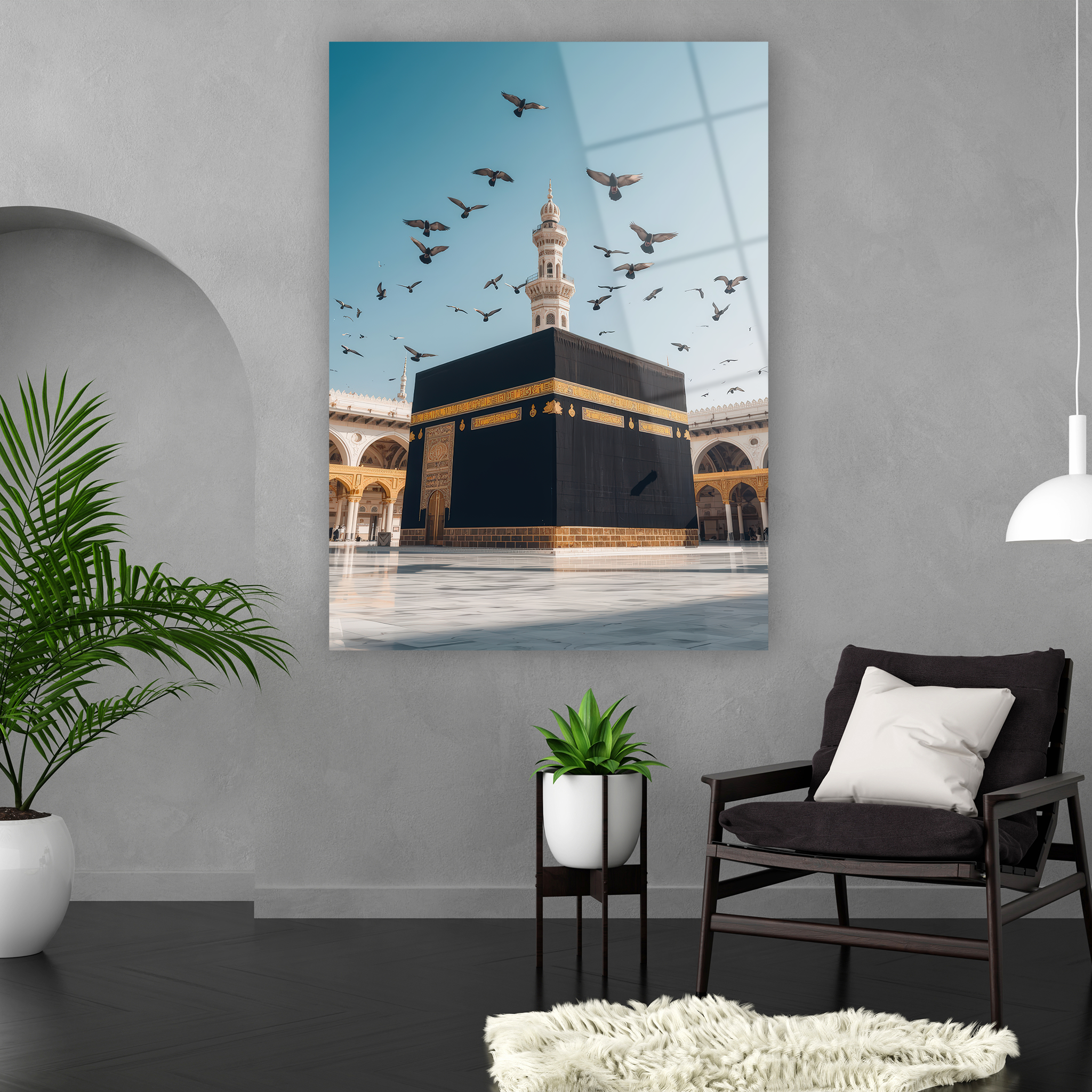 huzur veren manevi kabe portresi cam tablo tasarımı