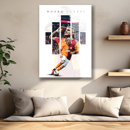 sarı kırmızı futbolcu kolajı parlak cam baskı