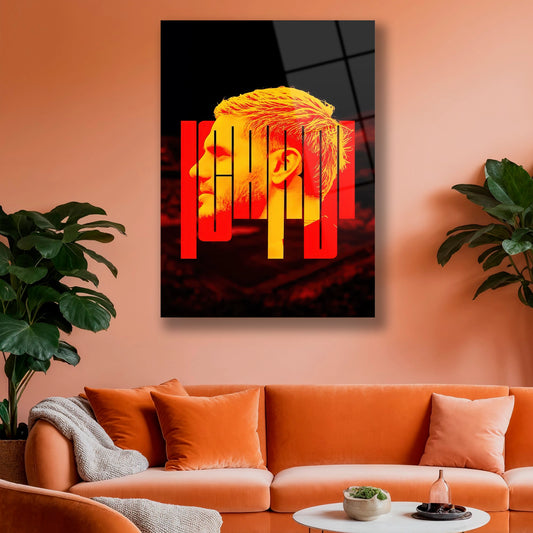 Icardi yazısı ile birleşmiş kırmızı tonlu Galatasaray duvar dekoru