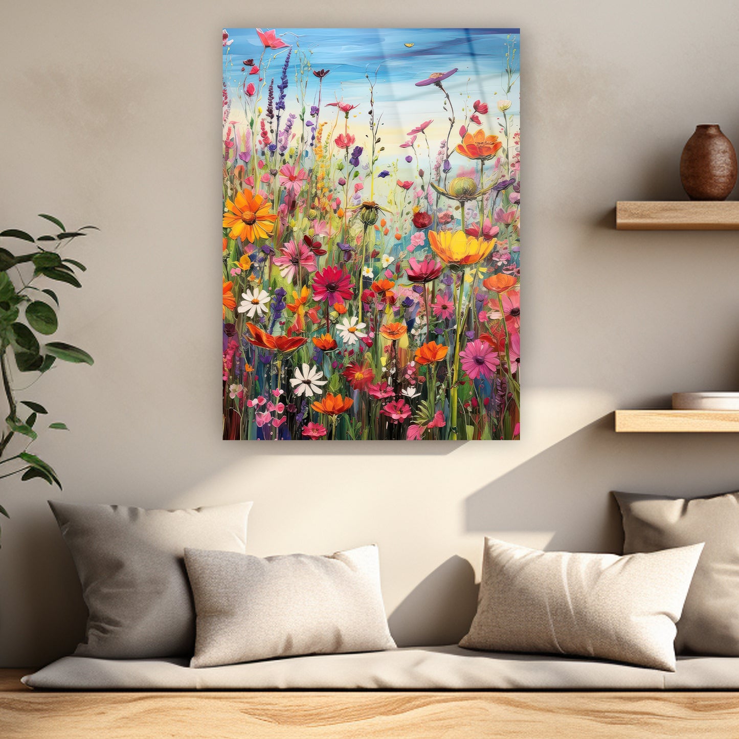 colorful wildflower meadow oil painting art