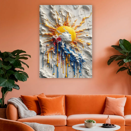 eriyen renkler soyut duvar sanatı, impasto tekniği görünümlü modern tablo